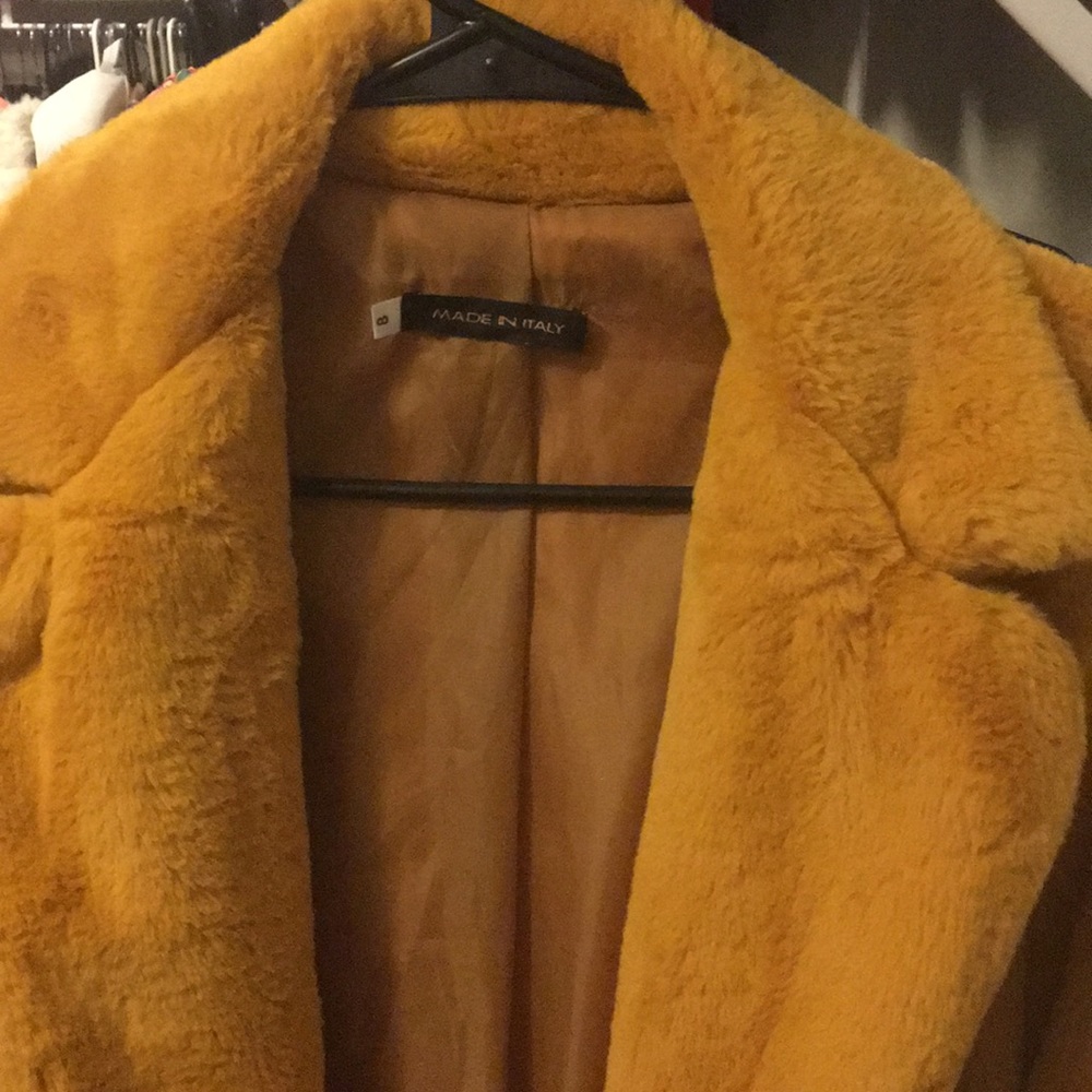 **SOLD**Made in Italy faux fur mustard/gold long coat